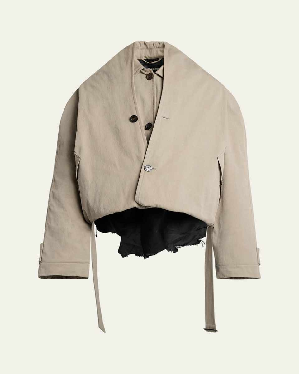 Flip Hooded Cotton-Twill Belted Trench Coat